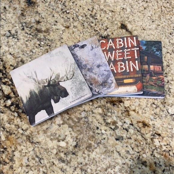 Lodge Tile Coasters - Picture 1 of 5
